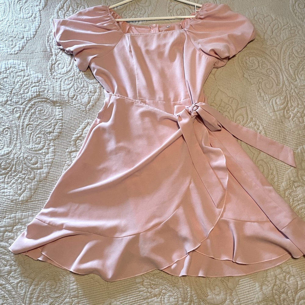 Soft Pink Wrap Skirt Dress